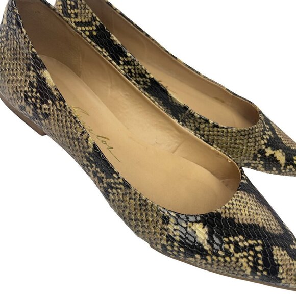 LUIZA BARCELOS Classic Python Embossed Pointed Toe Ballet Flats animal Print s 6 - Picture 11 of 13